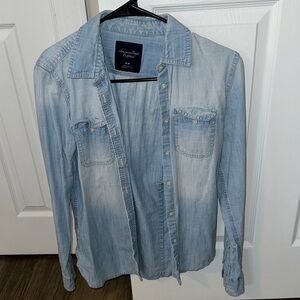 American Eagle Outfitters Faded Blue Denim Shirt
